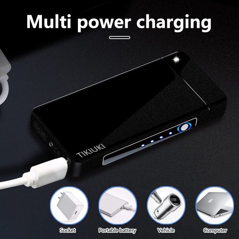 TIKIUKI Electric Lighters Rechargeable with Projection Flameless Windproof Plasma Arc
