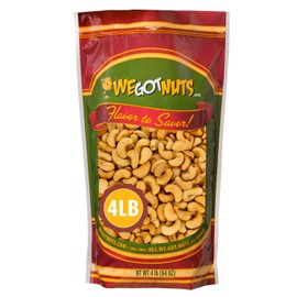 Roasted Salted Cashews – Premium Quality Kosher Roasted Cashews By We Got Nuts – Natural & Healthy Rich Flavor Snack – Gourmet Savory Flavor – Air-Tight Resealable Bag Package – 4 lbs