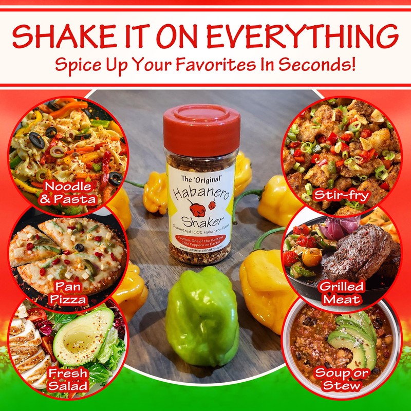 The Original Habanero Shaker - Pure Hot Chile Pepper Flakes,