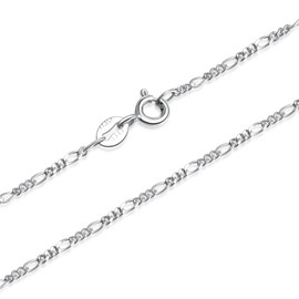 SILBERTALE 1.5mm Thin 925 Sterling Silver Italian Figaro Chain Necklace 14-30 inch