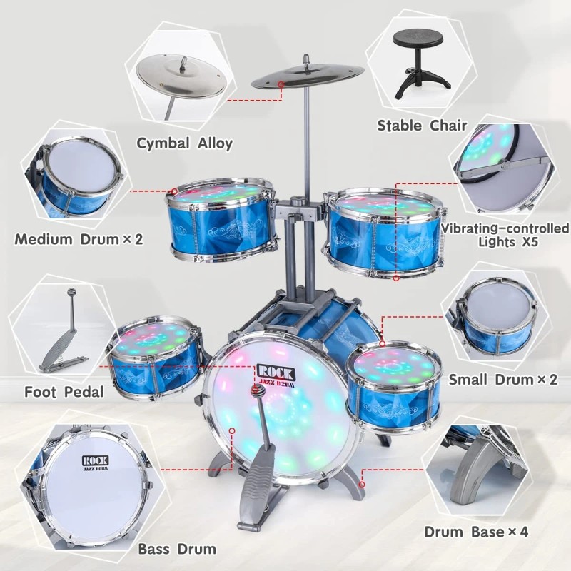 Captain Chaowing Kids Drum Set for Toddlers with 5 Jazz
