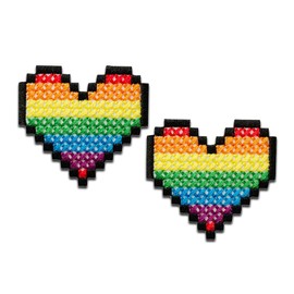 Mono-Quick 1433x Love is Love Rainbow Applique, Iron-On Patch, Sew-On Rainbow Heart Pride (14339 - Pixel Hearts 2)