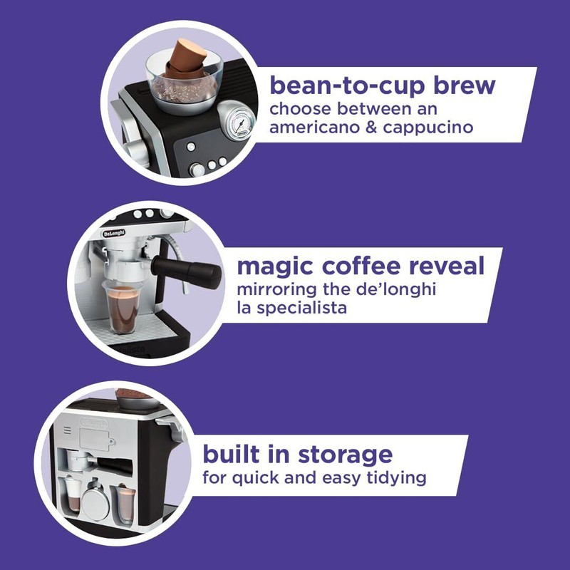 Casdon Pretend Play Coffee Machine Toy for Kids Barista Set