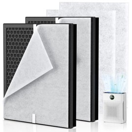 PR1 Replacement Filter for Mooka PR1 Air Purifier for Home Large Room up to 2200sq.ft, HEPA Activated Carbon, with 4Pcs Washable Filter for Pets, PM 2.5, Pollen, 2 Packs