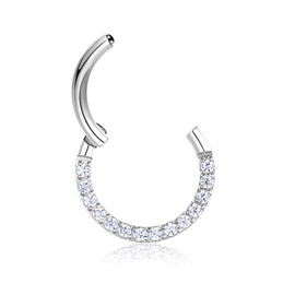 Lantine 16g 18g Septum Piercing 14K Gold/14K White Gold Hinged Segment Clicker Daith Piercing CZ+G23 Titanium Conch Tragus Rook 6 mm 8 mm 10 mm, Cubic Zirconia, Cubic Zirconia
