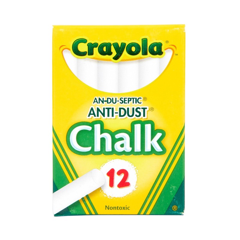 Crayola(R) Anti-Dust Chalk, (White) Box Of 12 Sticks
