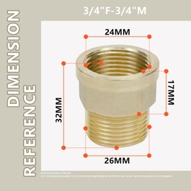 Bwintech 2 Pcs 3/4" Female to 3/4" Male BSP Thread Brass Hex Nipple Reducing Connector for Pipe Connecting Conversion