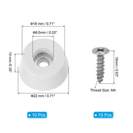 PATIKIL Cutting Board Feet, 10 Pcs Non Slip Rubber Feet Bumpers Round Cutting Board Legs Pad with Stainless Screws for Furniture Kitchen Appliances, White (0.87" W x 0.39" H)