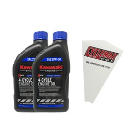 Cyclemax Two Pack compatible with Kawasaki SAE 20W50 4-Cycle K-Tech Lawnmower Engine Oil 99969-6298 Contains Two Quarts and a Funnel