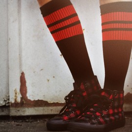 Spirit of 76 Men's & Women's High Retro Socks - Black - Red, size: 47-50