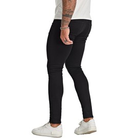 FIILIMER Skinny Jeans Men Stretchable Pantalones para Hombres Black Tapered Leg Fashion Stylish Designer Denim Pants Black Size 28