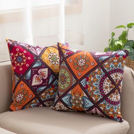 ATsense Set of 2 Pillowcases, 50 x 80 cm, 100% Cotton, Colourful Pillowcases with Zips, Super Soft, Premium and Hypoallergenic, Oeko-Tex, Super Comfortable (Bohemian, Paisley)