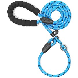 iYoShop Durable Slip Lead Dog Leash with Padded Handle and Highly Reflective Threads, No Pull Dog Training Leash (1/2" x 4 FT, Blue)