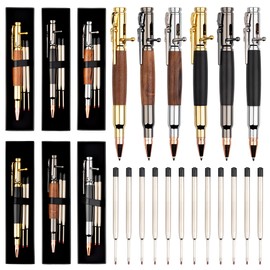 KOLLIEE 6 Set Bolt Bullet Pens for Men Bullet Pen with Gift Box and 12 Black Spare Ink Refills Bolt Action Pen for Husband,Father,Boyfriend,Grandfather,Brothers
