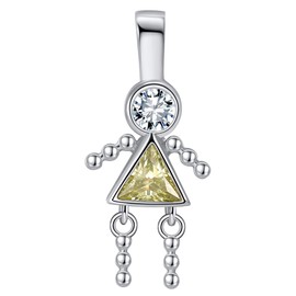 Birthstone Baby Girl Charms for Mom by Ginger Lyne Birthday Kids Girl Pendants for Grandma Family Tree Necklace for Women Cubic Zirconia Sterling Silver November Yellow