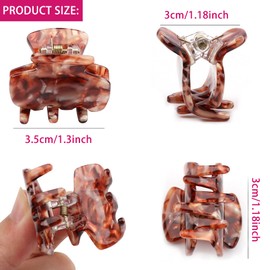 6 pinzas de pelo pequeñas de 1,4 pulgadas, pinzas de garra de tortuga para mujeres y niñas, tamaño pequeño, estampado de leopardo, acrílico, diseño francés, clips de mandíbula, antideslizantes, agarre fuerte, pasador de pelo (juego de 02)