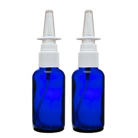 ADVANCED ASCENT Cobalt Blue Glass 1 oz with Nasal Sprayer - Empty, Refillable, Travel Size, Quality Glass! (2 Pack)