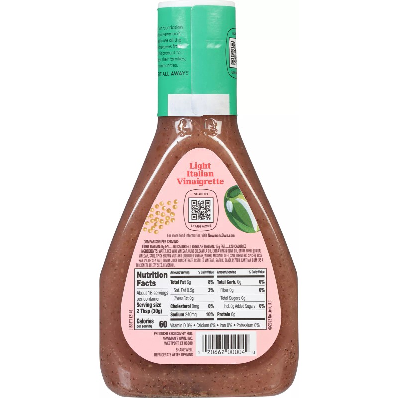 Newman's Own Dressing Light Italian 16 oz (Pack of 6)