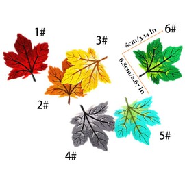 12 Pack Assorted Colorful Maple Leaves Patches Iron on Patches Embroidered Applique Motif for DIY Embellishments (Green)