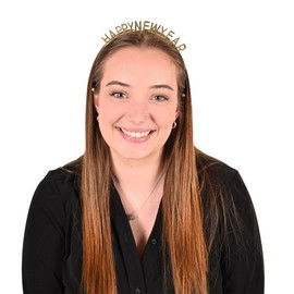 Beistle Gold Happy New Year Headbands, Set of 4, Festive Metallic NYE Party Headwear Accessories for New Year’s Eve Celebrations with HNY Design, Plastic Hair Decorations