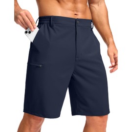G Gradual Men's Casual Shorts 7"/ 9" Lightweight 4 Pockets Stretch Quick-Dry Summer Shorts for Golf Work Hiking Trips(9", Navy, 3XL)