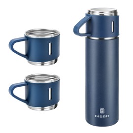 Stainless Steel Thermo 500ml/16.9oz Vacuum Insulated Bottle with Cup for Coffee Hot Drink and Cold Drink Water Flask.(Blue,Set)