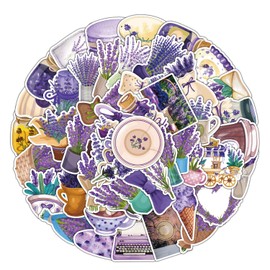 Lavender Sticker Set 50 Pieces Cute Decoration for Car Laptop Skateboard Bicycle Moped Motorcycle Bicycle Computer Suitable for Adults Children