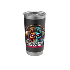 Retro Can't Hear You Gaming Skull Headset Game Lovers Design Stainless Steel Insulated Tumbler