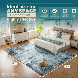 Istana 9x12 Area Rug - Blue 9 x 12 Area Rugs for Living Room - Foldable 9x12 Rugs for Bedroom/Living Room Rug - Stain Resistant Washable Rugs - Eco-Friendly Area Rugs