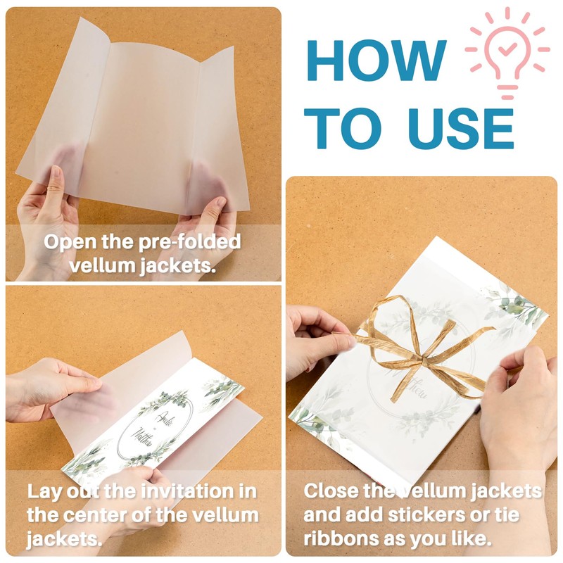 Sukh Pre-Folded Vellum Paper - 50 PCS Pre-Folded Vellum Jackets