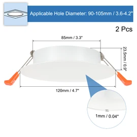 PATIKIL 120mm / 4.7" Diameter Metal Ceiling Hole Cover Plate, 2 Pcs Downlight Hole Trim Wall Mount Decorative Cap Access Panel for 3.6-4.2inch Round Ceiling and Wall Openings, Matte White