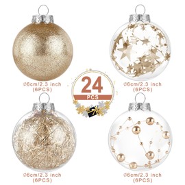 Kesote Christmas Baubles Rose Gold 24 x Christmas Tree Baubles Christmas Decoration for Christmas Party