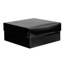 Paper Mart Gift Boxes for Presents, Black Box Bottom Only, 6 x 6 x 6 Inch Gloss Finish Box Base, Bulk Pack of 25 Christmas Gift Boxes