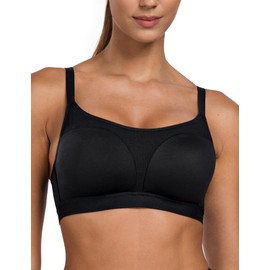 WingsLove Sports Bra for Women Moisture-Wicking Wireless Yoga Bra with Breathable Mesh Adjustable Straps for Running Gym, Black,34DD