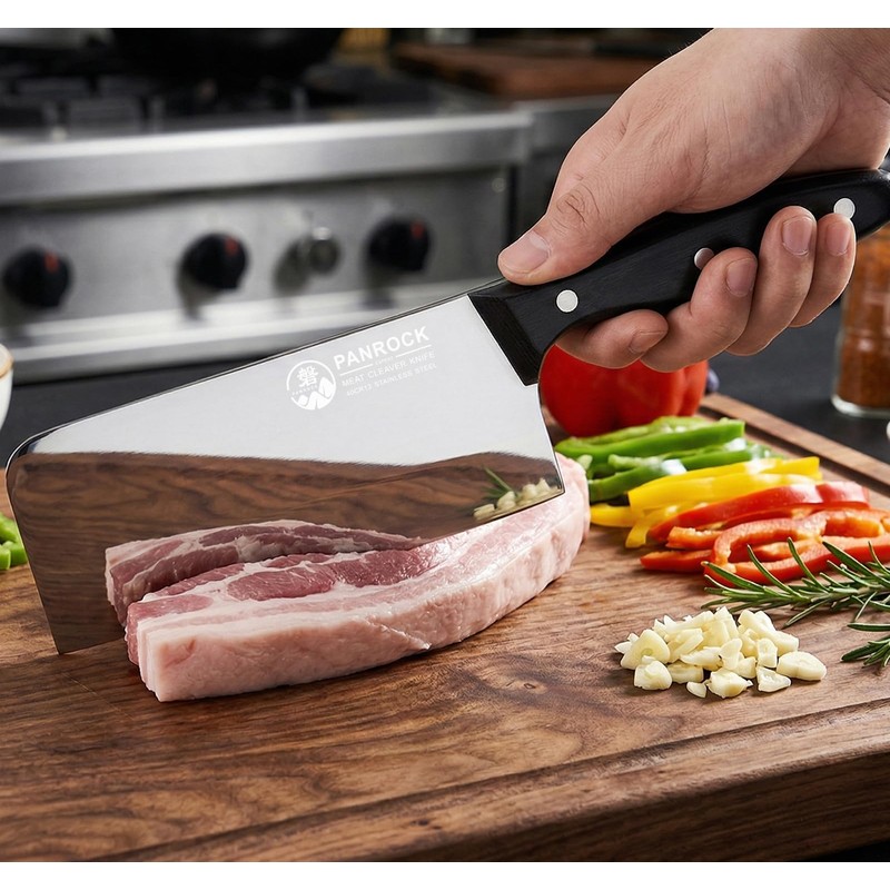 Chinese Cleaver Knife 7 Inch, Meat Knife Ultra Sharp Lightweight
