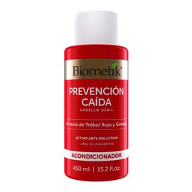 Biometik, Acondicionador Prevención Caída, Fortalece el cabello, Extracto de Trébol rojo y Ginseng, 450 ml