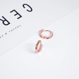 Hoop Earrings for Women, 925 Sterling Silver Huggie Hinged Earrings, Hypoallergenic Small Sleeper Rose Gold Earrings with AAA Zirconia for Women, Ladies, Girls, Silver Plated, Rose Gold