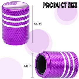 MEAJOO 8PCS USA Flag Tire Valve Stem Caps, Aluminum Air Caps Cover, with Plastic Liner Corrosion Resistant Leak-Proof, Universal for Cars, SUVs, Bike, Bicycles,Trucks and Motorcycles (Purple)