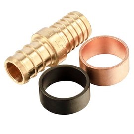 (Pack of 5) EFIELD 1/2"" Pex X 1/2"" Polybutylene Transition Brass Coupling Pex Crimp Fittings with 10 Rings For Connect Pex and PB Pipe, 0.5 Inch, PEXXPB 12