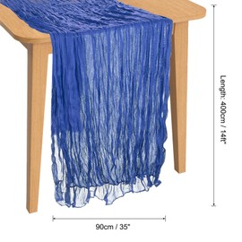 PATIKIL 14 Ft Cheesecloth Table Runner Rustic Gauze Terracotta Cheese Cloth Table Runner with Wrinkled for Bohemian Wedding Party Bridal Shower Table Decoration, Blue