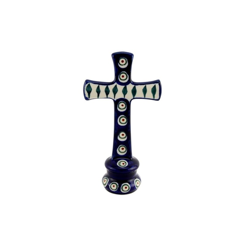 Polish Pottery Market Standing Cross – Handcrafted by Zaklady Boleslawiec