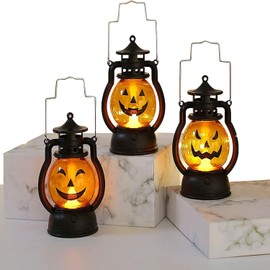 Linternas portátiles de Halloween,3 linternas de calabaza, lámparas retro de mano, navidad, Acción de gracias y fiestas temáticas