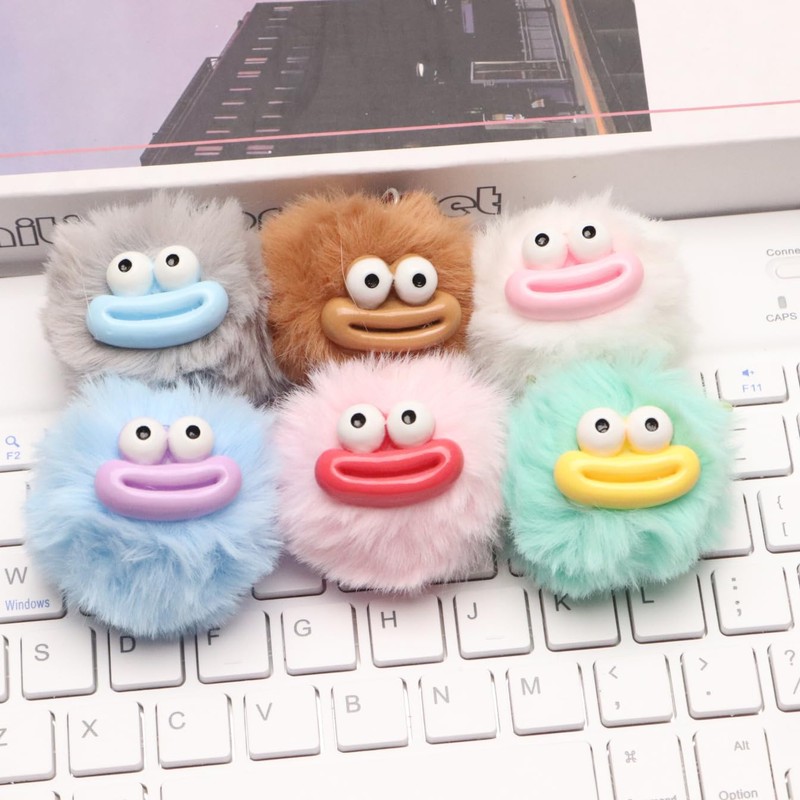 88flix Carabiner, Cute, Keychain, Cute, Funny, Fur Ball Mini Monster