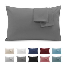 Cushion Cover 50 x 70 cm (Set of 2) – Microfibre Certified Oeko-Tex® – Cushion Cover with Zip – Pillow Case Soft and Breathable – Dark Grey