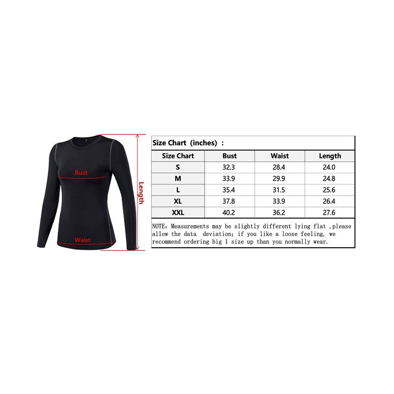 Women's 1 Pack Dry Fit Athletic Compression Base Layer Long