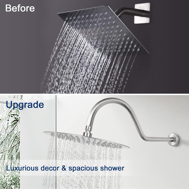 NearMoon Shower Extension Arm with Flange - S Shaped High