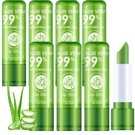 WENJLYJ 8 PCS Aloe Vera Lipstick,Magic Temperature Color Changing Lip Gloss Set,Long-lasting Nutritious Waterproof Lip Balm Moisturizing Lipstick Lip Makeup Kits for Women