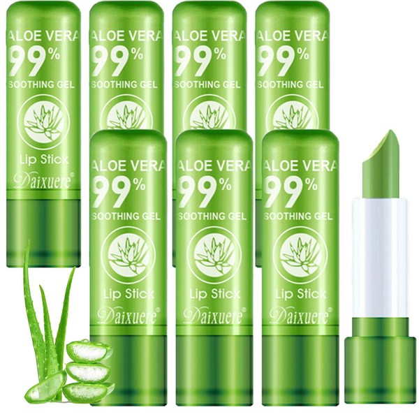 WENJLYJ 8 PCS Aloe Vera Lipstick,Magic Temperature Color Changing Lip