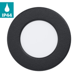 EGLO Fueva 5 LED Recessed Spotlight, Diameter 8.6 cm, LED Spotlight Made of Steel and a Plastic Light Area, LED Recessed Light Black, White, Flat Recessed Bathroom Spotlight, Low Installation Depth 26