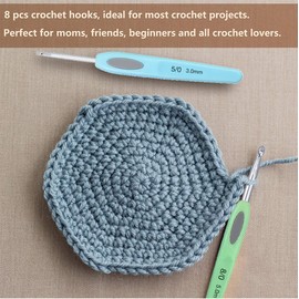 BRIGHTBOX 8 Pcs Candy Color Crochet Hook Set, 2.5mm to 6mm Aluminum & TPR Ergonomic Curved Handles, 15cm Long, Knitting Needles for Sweaters, Scarves, Gloves, Shawls